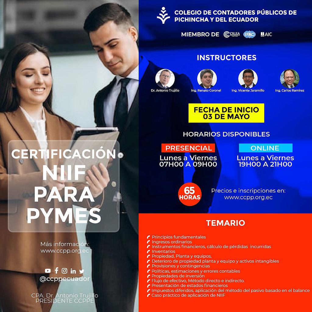 ON LINE: Certificación NIIF para PYMES – 03 mayo 2022