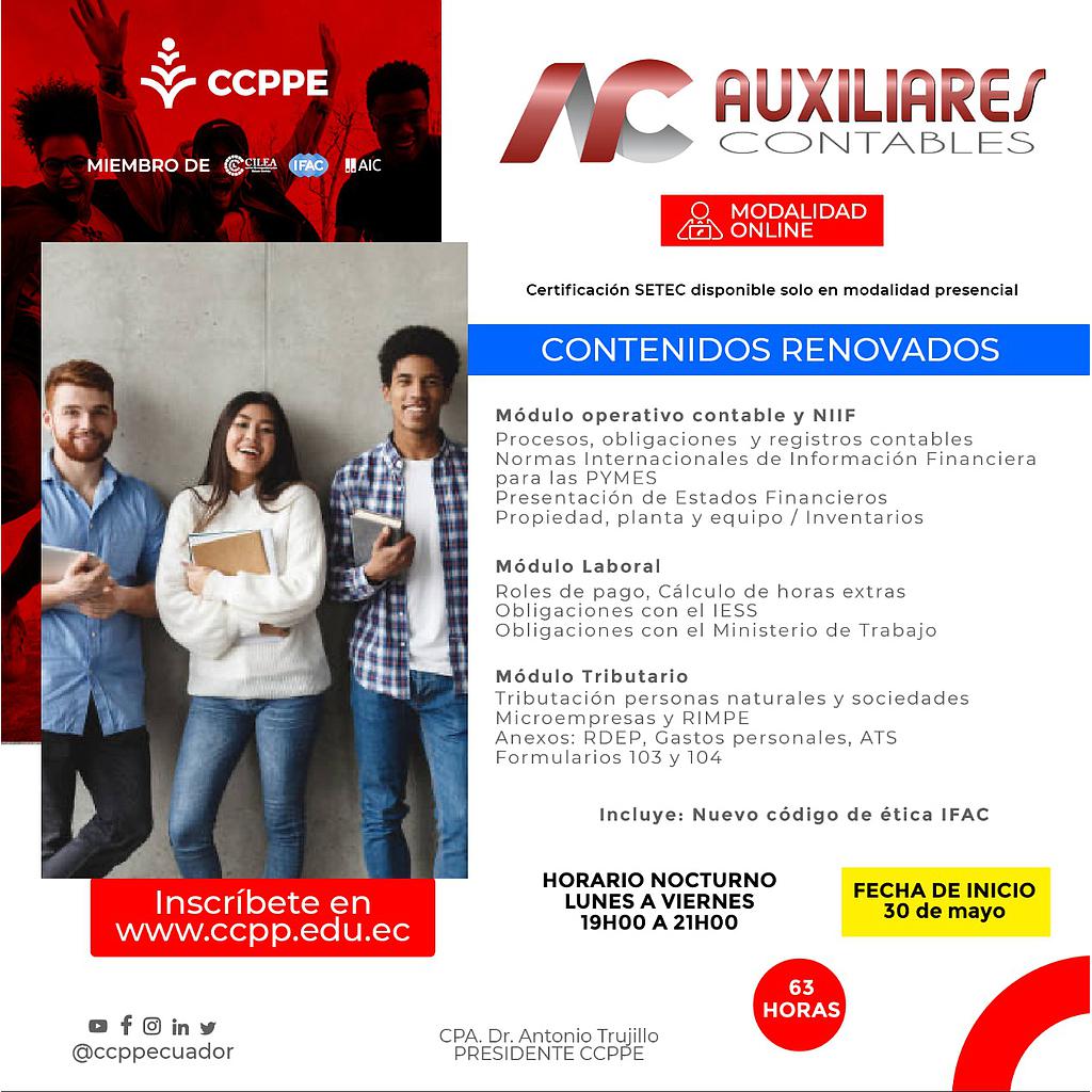 ON LINE: Escuela Auxiliares Contables – 30 mayo 2022