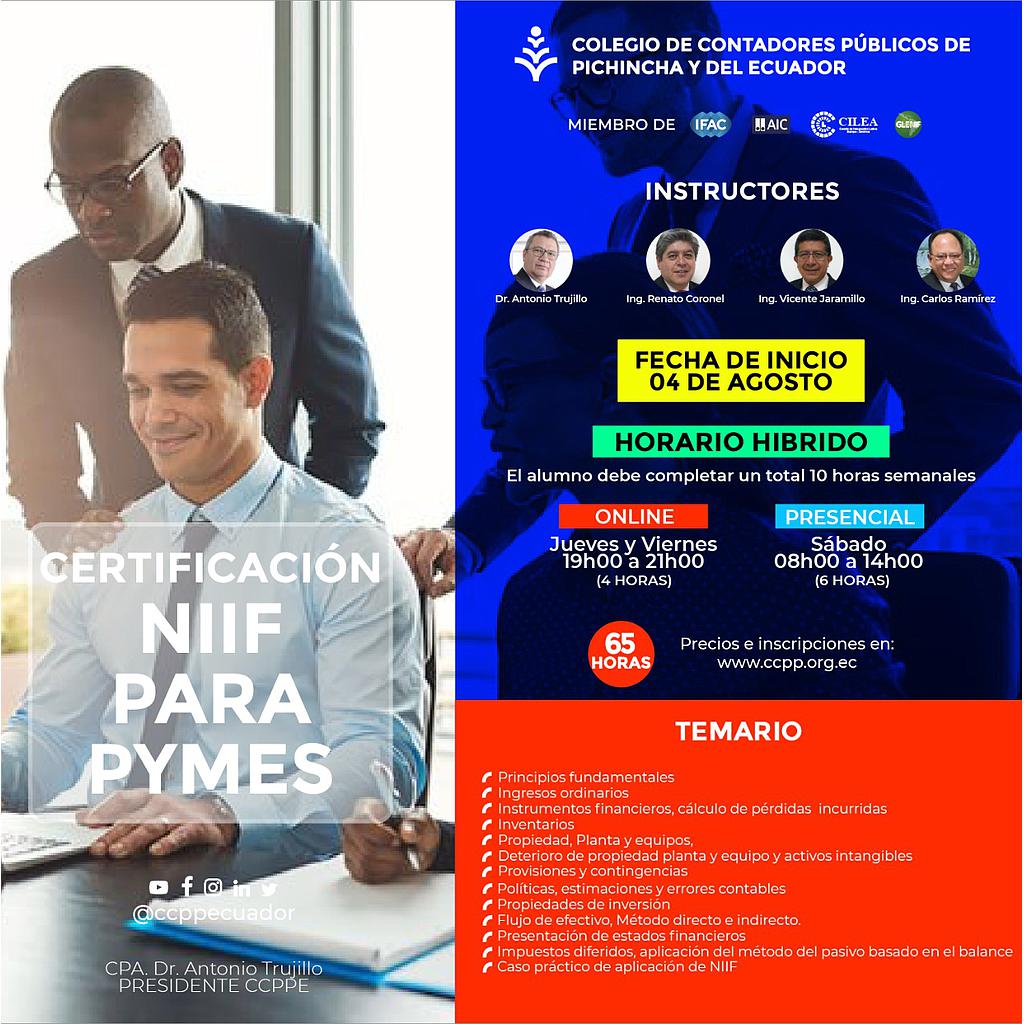 HÍBRIDO: Certificación NIIF para PYMES – 04 agosto 2022