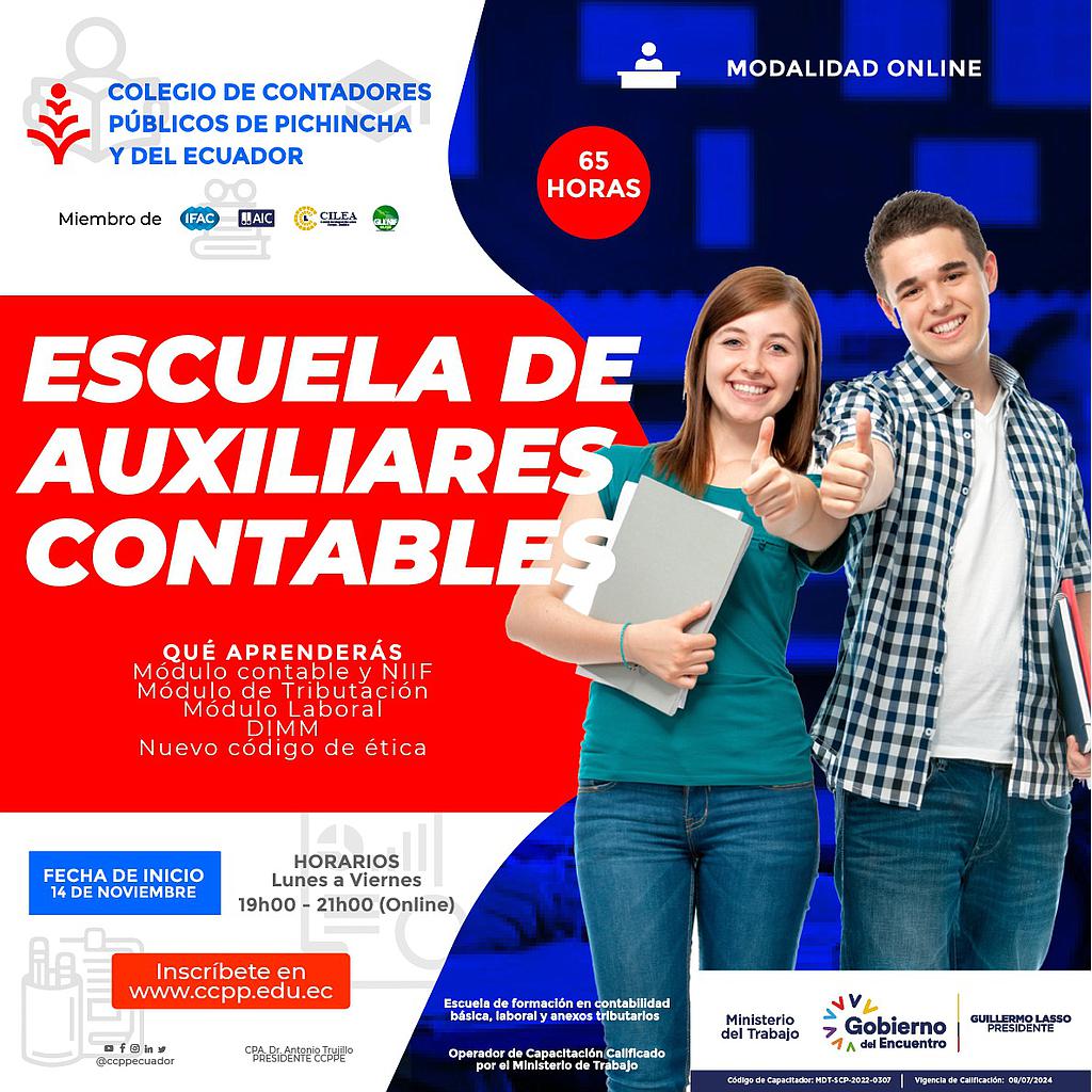 ON LINE: Escuela Auxiliares Contables – 14 noviembre 2022