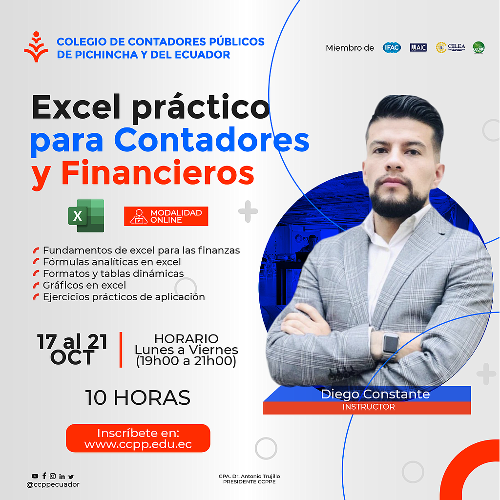 ON LINE: Excel para Contadores y Financieros – 17 al 21 octubre 2022