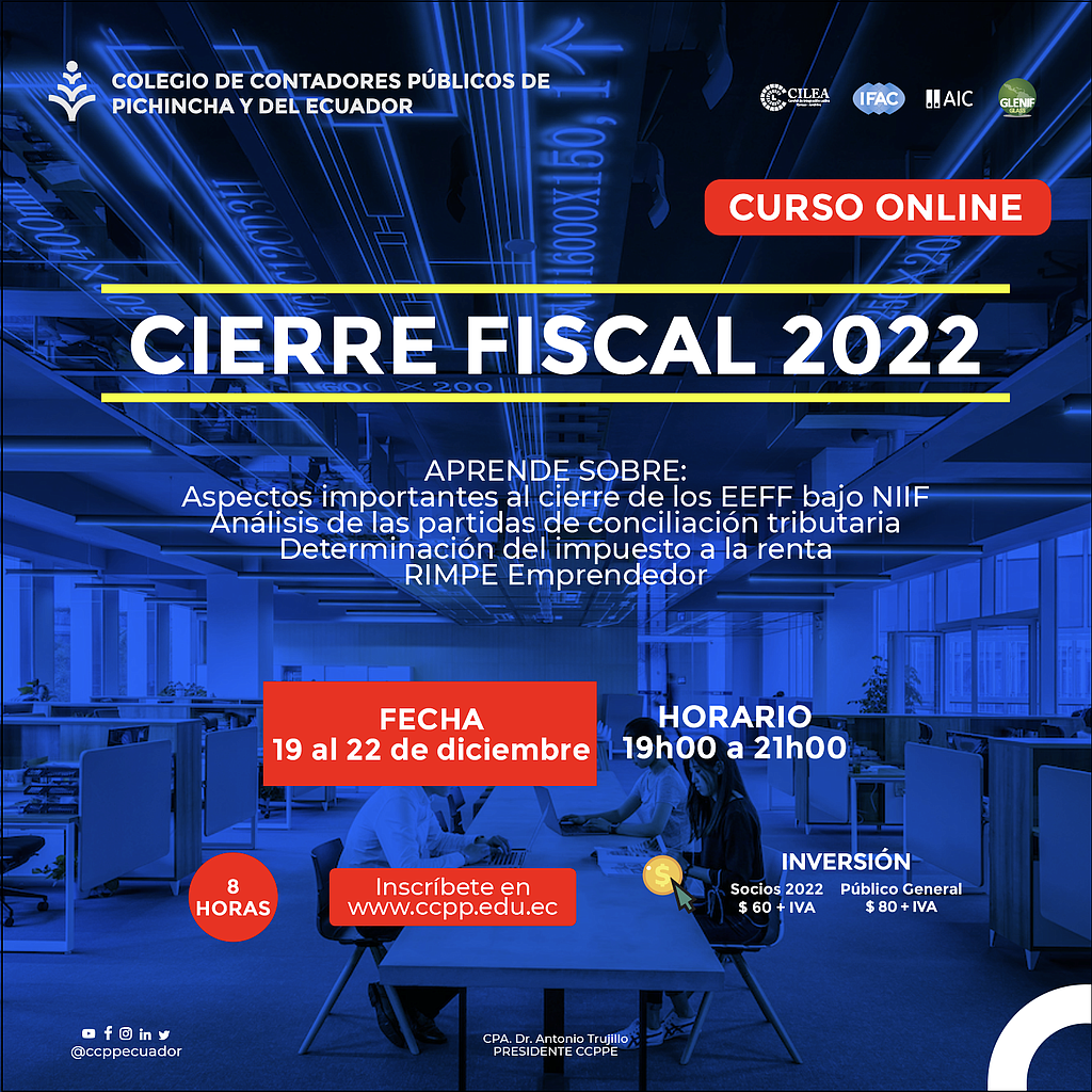 ON LINE: Cierre Fiscal bajo NIIF – 19 al 22 diciembre 2022