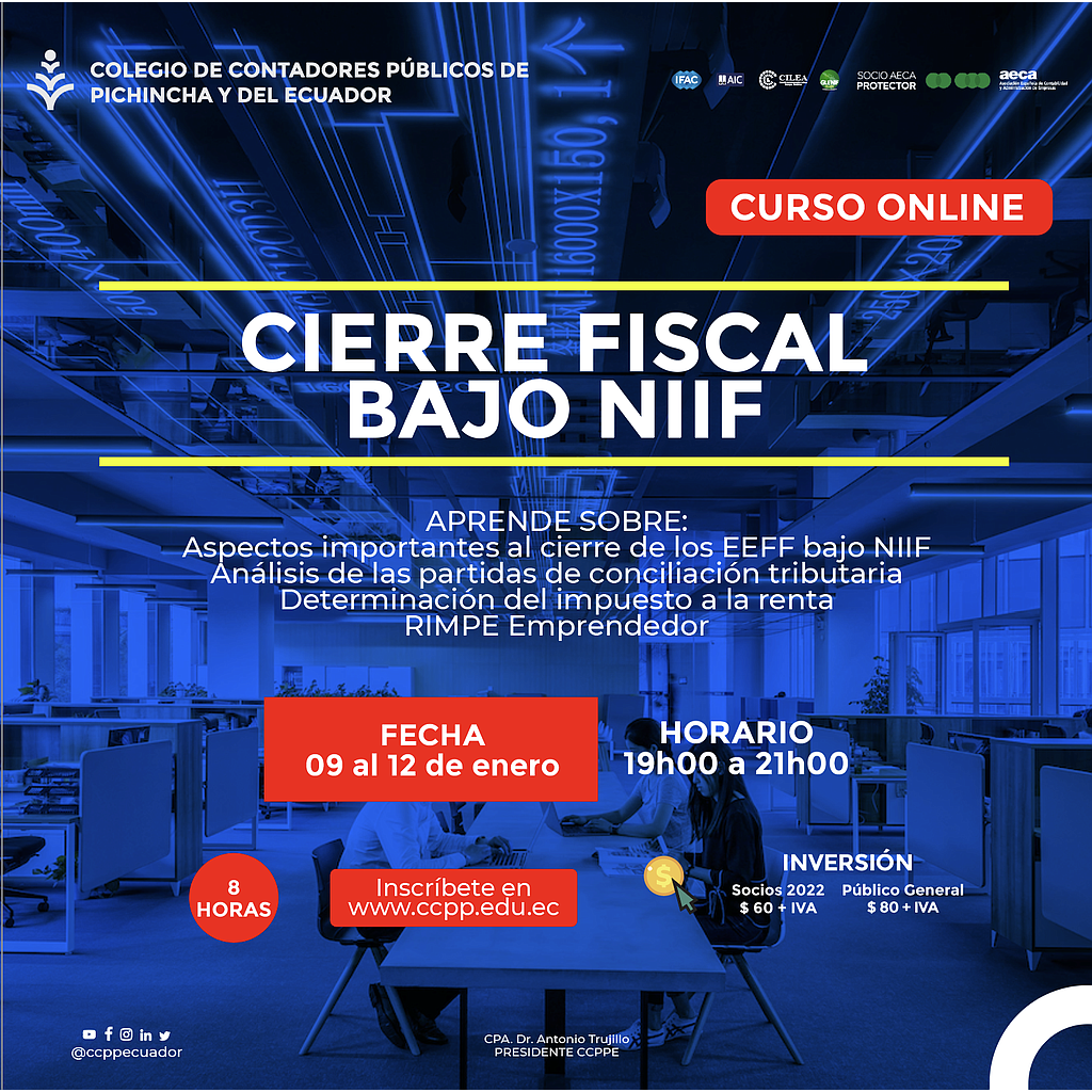 ON LINE: Cierre Fiscal bajo NIIF – 09 al 12 enero 2023