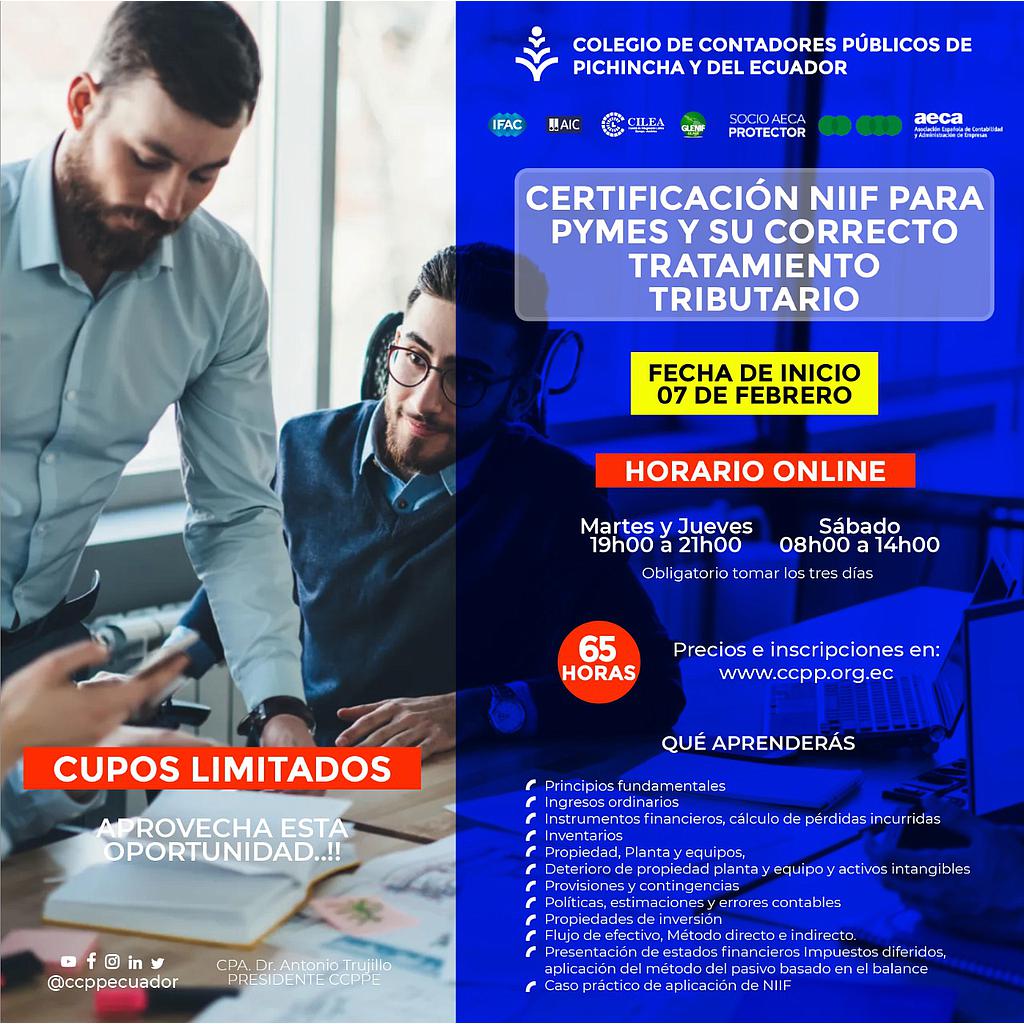 ON LINE: Certificación NIIF para PYMES – 14 febrero 2023