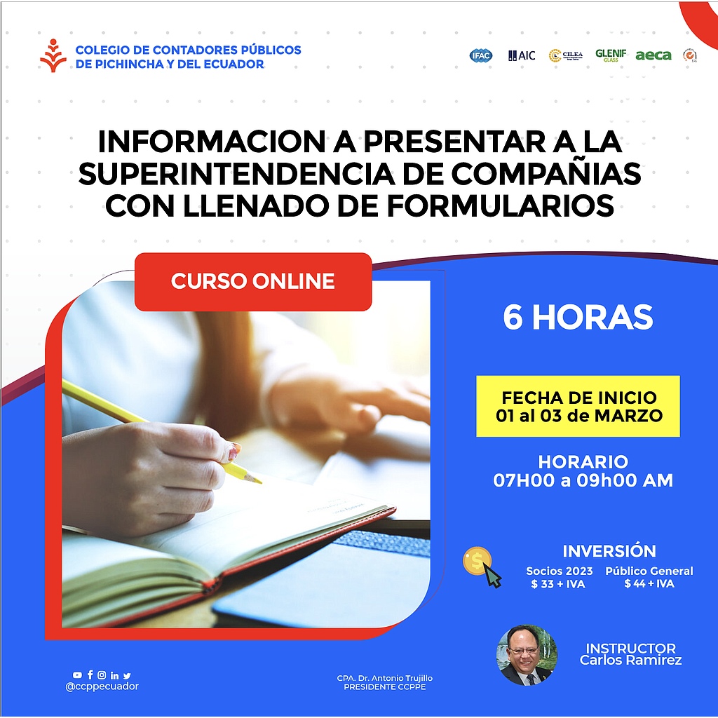 PRESENCIAL: Información a presentar a la SuperCIAS – 01 al 03 marzo 2023
