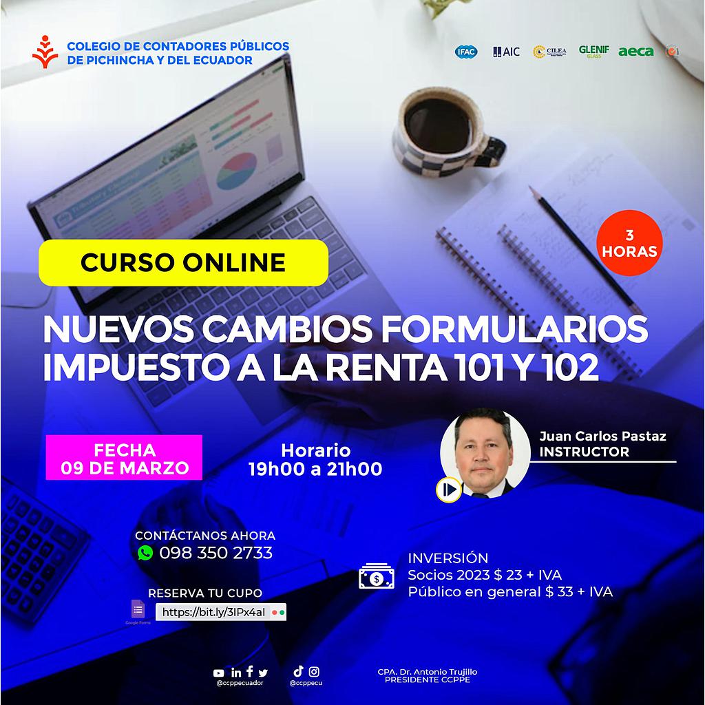 ON LINE: Nuevos Formularios 101 y 102 – 09 marzo 2023