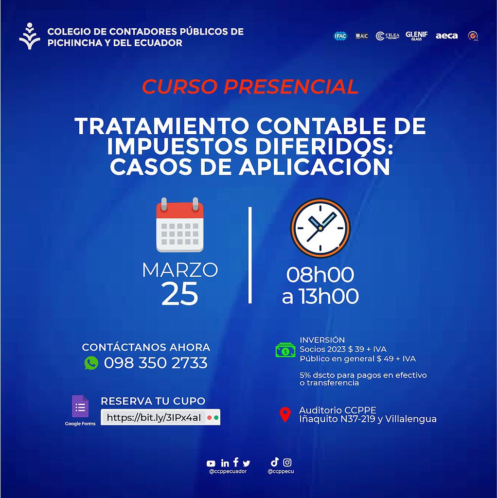 PRESENCIAL: Tratamiento contable de impuestos diferidos – 25 marzo 2023