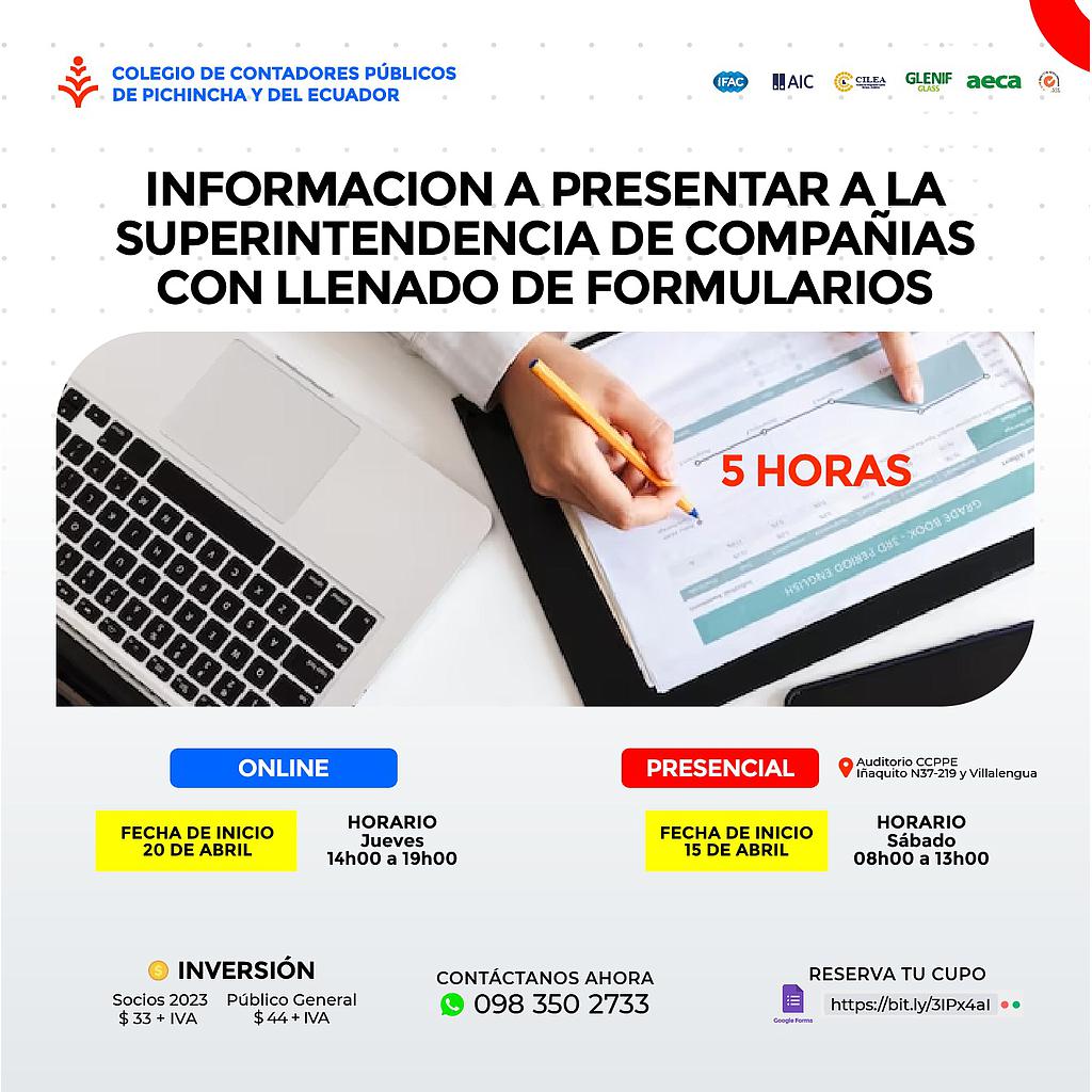 ON LINE: Información a presentar a la SuperCIAS – 20 abril 2023