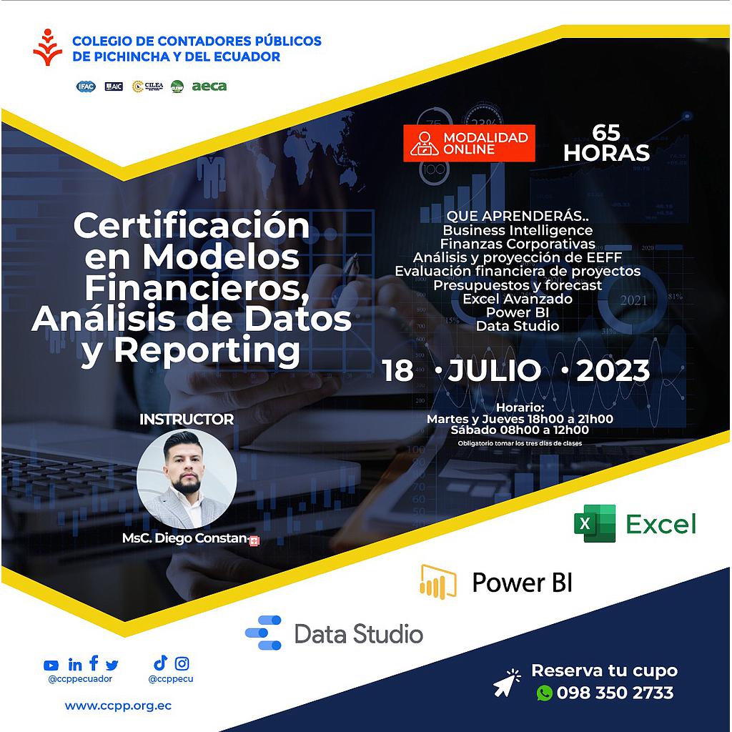 ON LINE: Certificación Modelos Financieros, Análisis de Datos y Reporting - 18 julio 2023