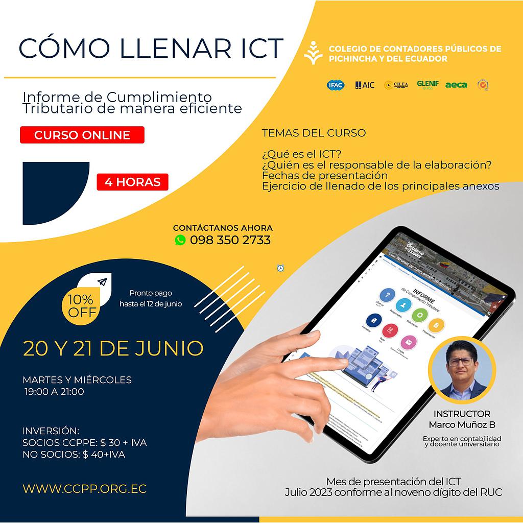 ON LINE: Cómo llenar ICT de manera eficiente – 20 y 21 junio 2023