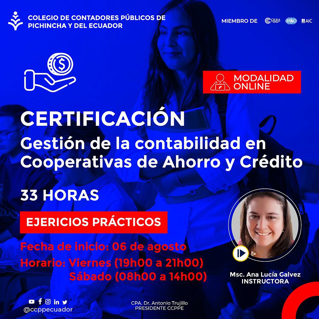 Certificación Contabilidad para Cooperativas de Ahorro y Crédito - 06 agosto 2021